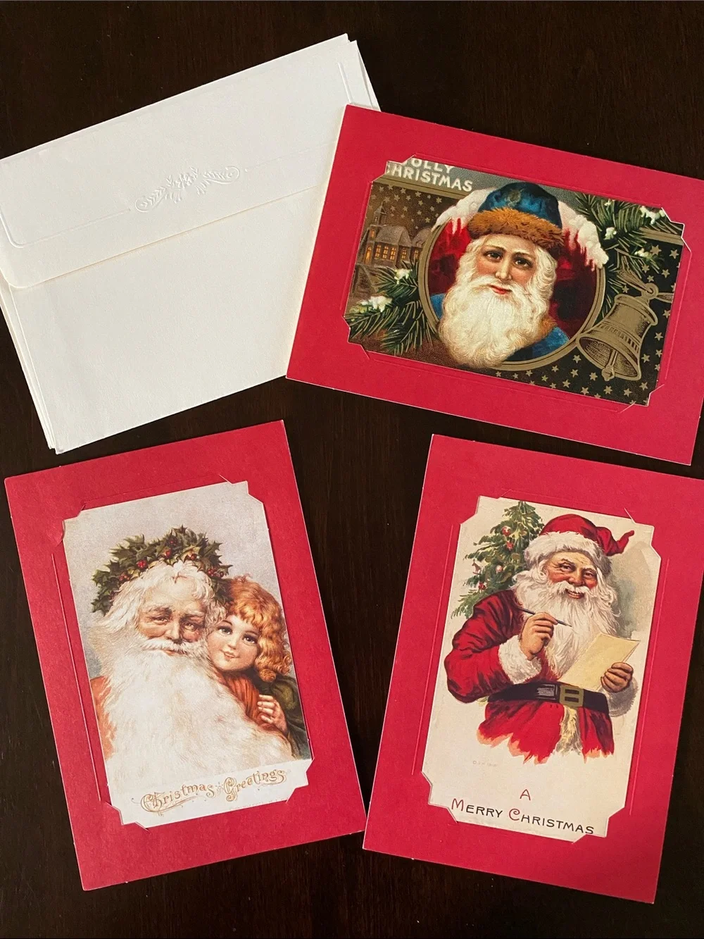 Bundle of 3 Vintage Holiday Cards with Envelopes